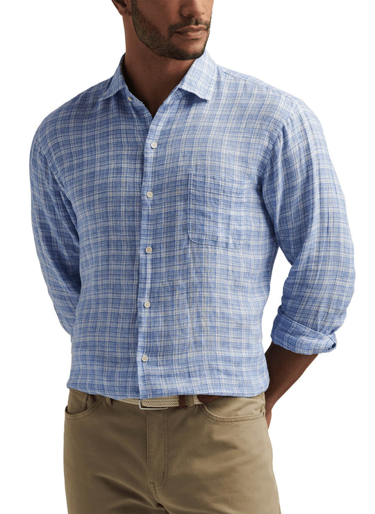 Chilwa Linen Sport Shirt in Blue Poppy