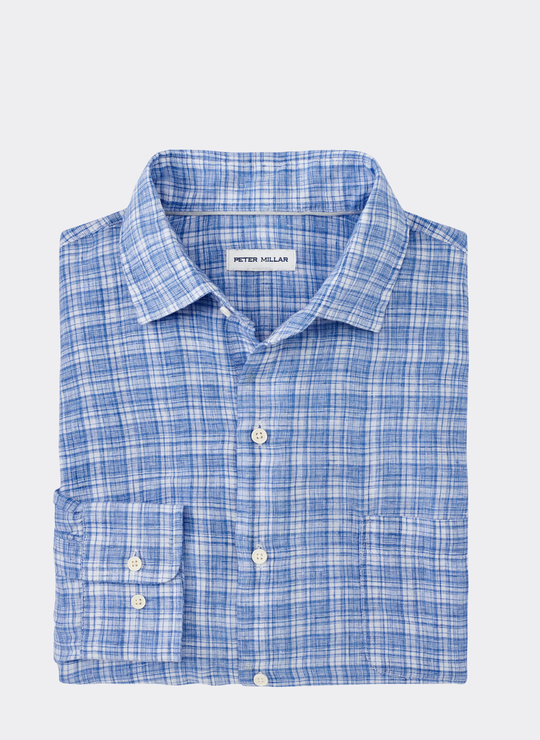 Chilwa Linen Sport Shirt in Blue Poppy