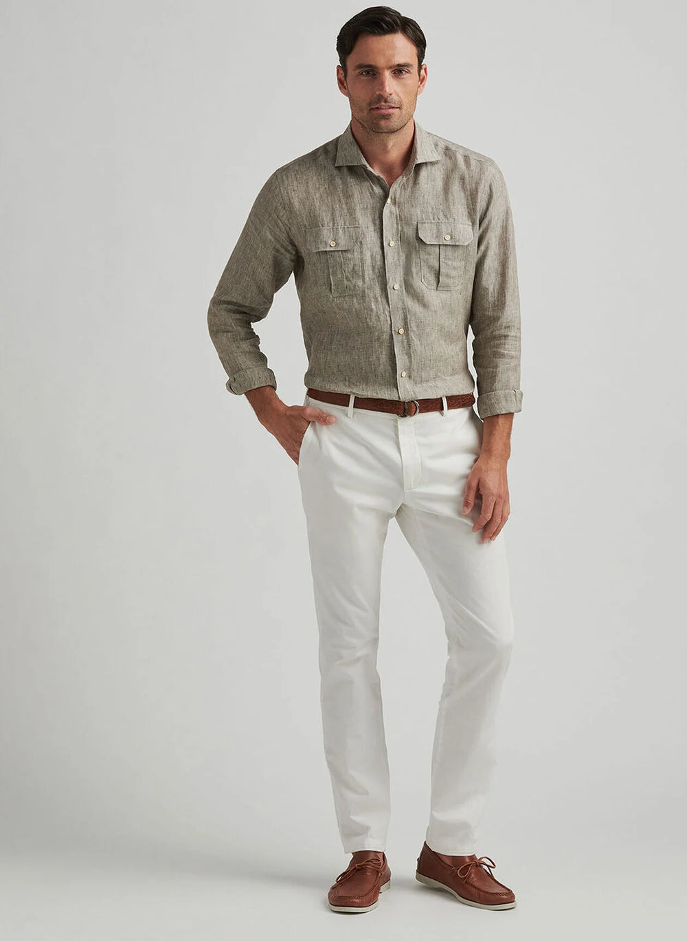 Peter Millar Somerset Flat-Front Pant In Almond