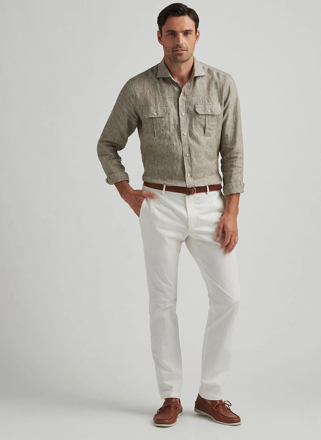 Peter Millar Somerset Flat-Front Pant In Almond