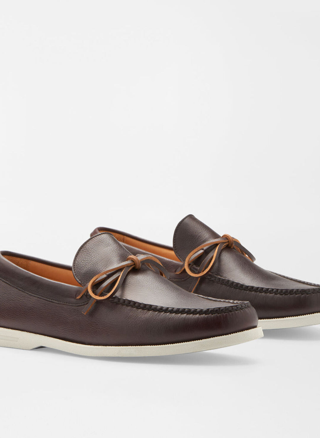Peter Millar Excursionist Leather Boat Shoe In Chocolate