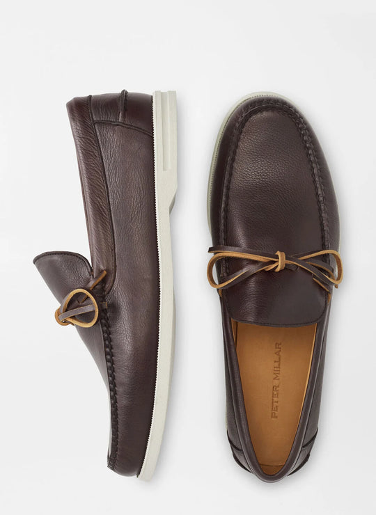 Peter Millar Excursionist Leather Boat Shoe In Chocolate