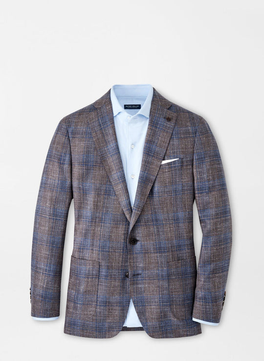 Peter Millar Dawson Plaid Soft Jacket In Espresso