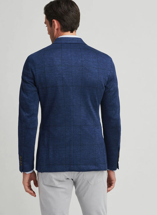 Peter Millar Bennett Knit Glen Plaid Soft Jacket In Navy