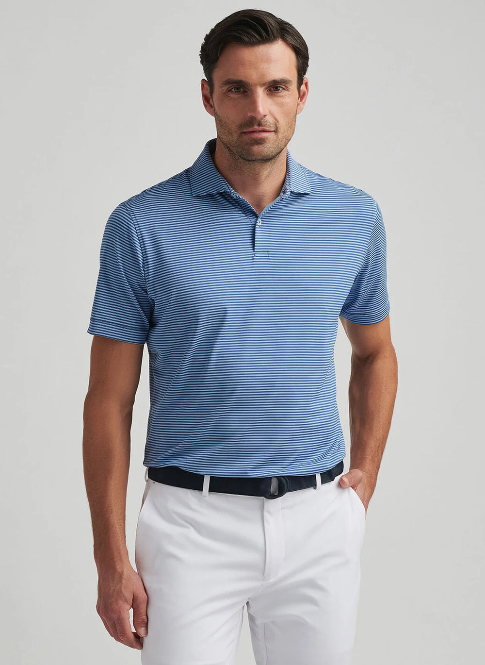 Peter Millar Ambrose Performance Jersey Polo In Ocean Blue