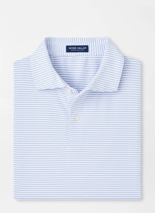 Peter Millar Ambrose Performance Jersey Polo In White/Lavender Moon