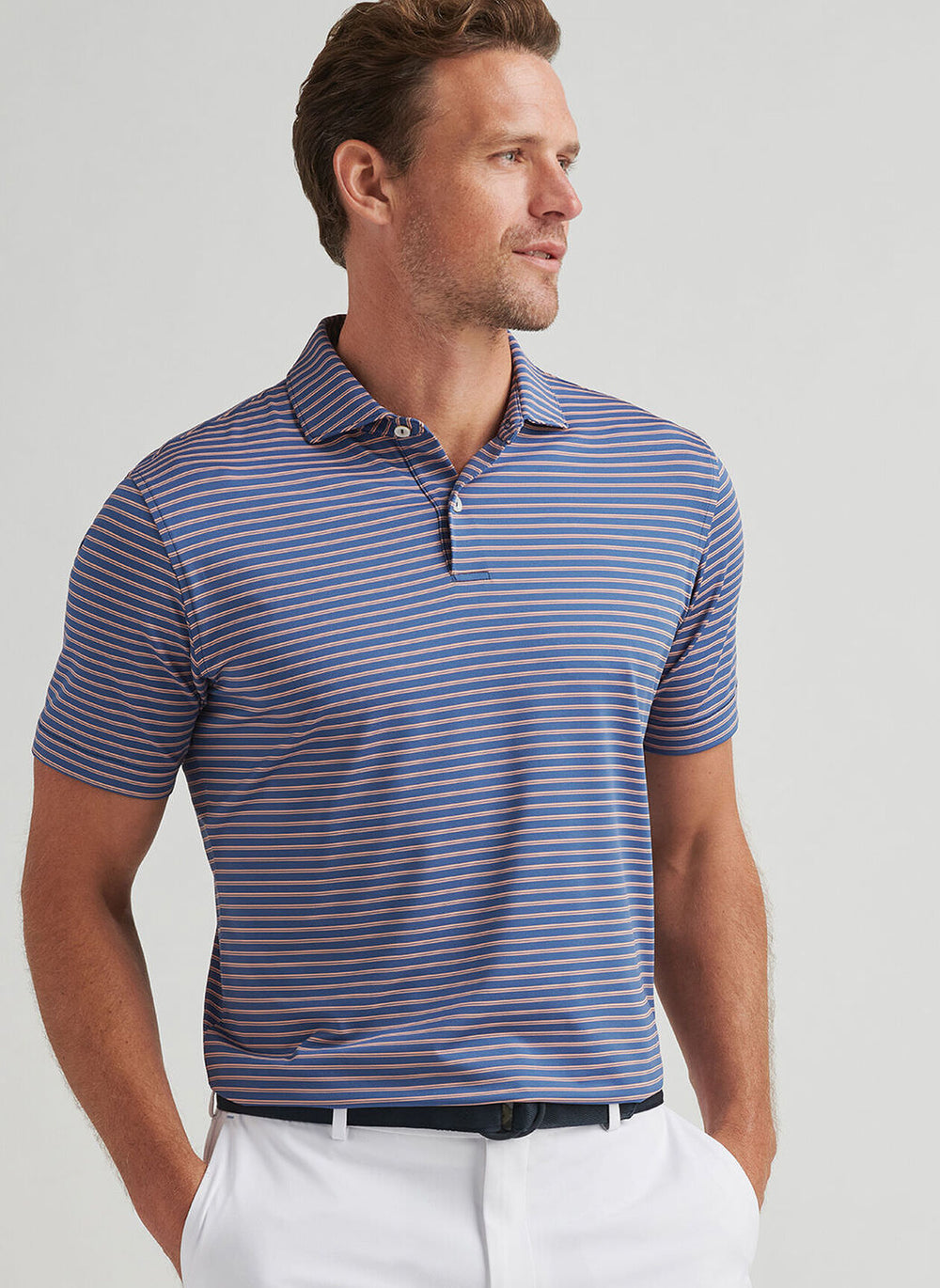 Peter Millar Bridge Performance Jersey Polo In Ocean Blue