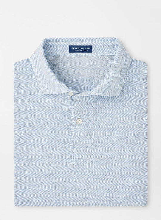 Peter Millar Harris Herringbone Knit Polo In Blue Frost