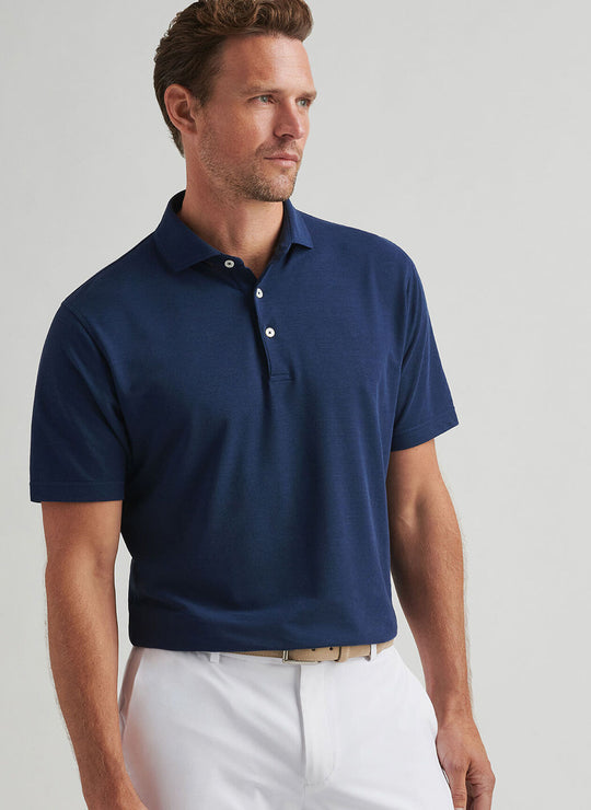 Peter Millar Cannes Short-Sleeve Cotton Polo In Navy