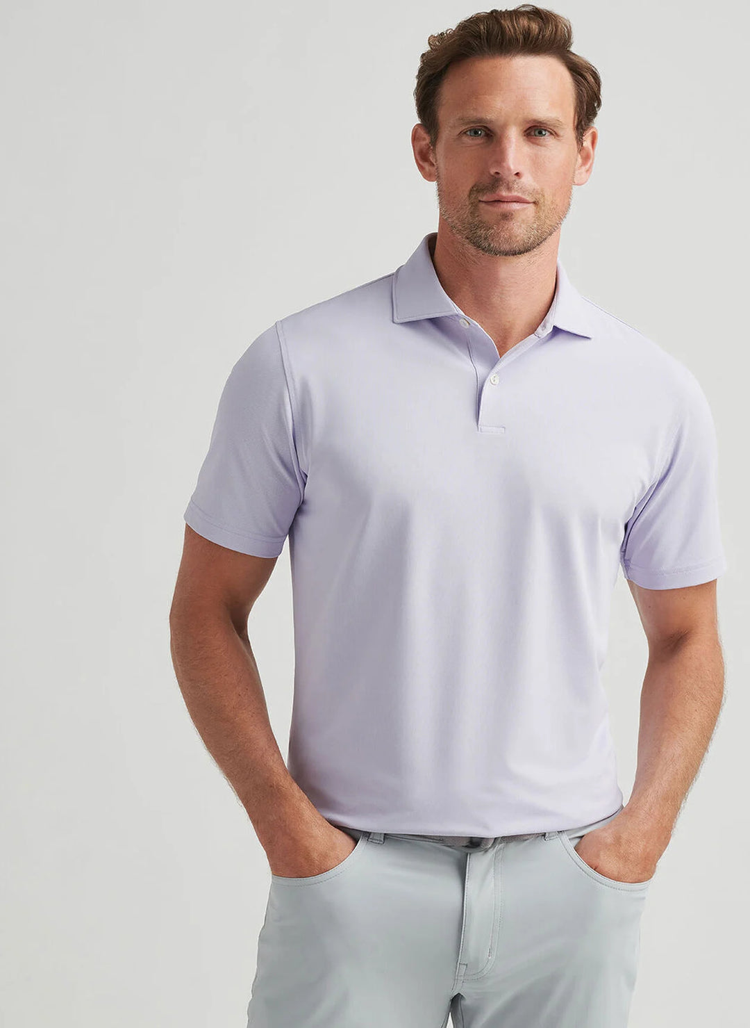 Peter Millar Soul Performance Mesh Polo In Lavender Moon