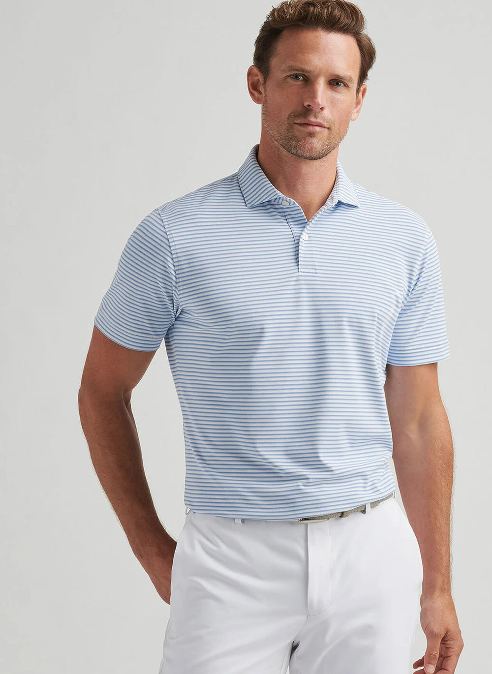 Peter Millar Tempo Performance Mesh Polo In White/Angelite