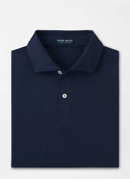 Peter Millar Albatross Cotton Blend Piqué Polo In Navy