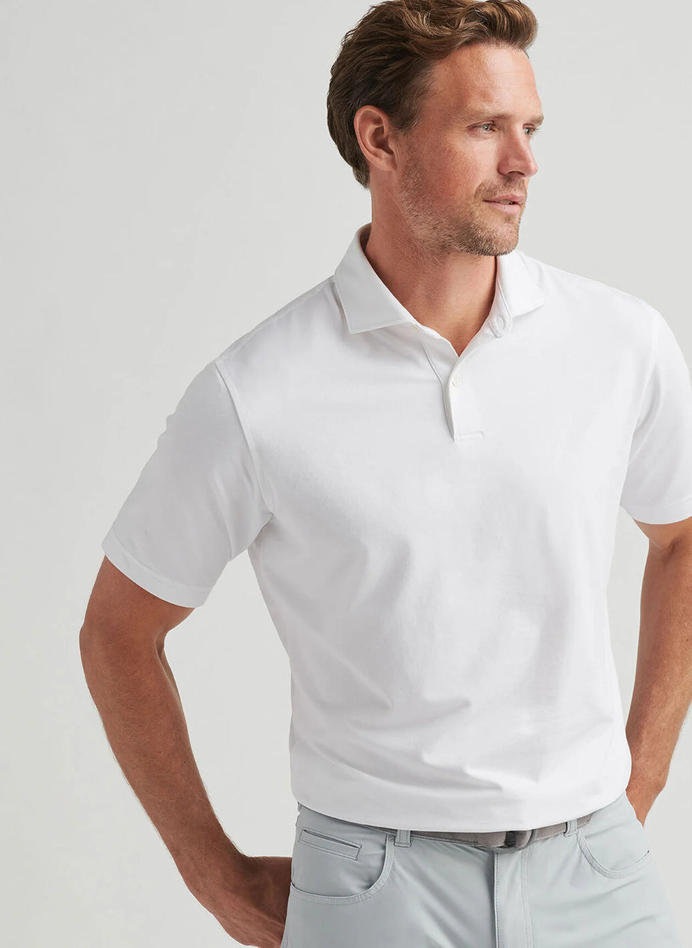 Peter Millar Albatross Cotton Blend Piqué Polo In White