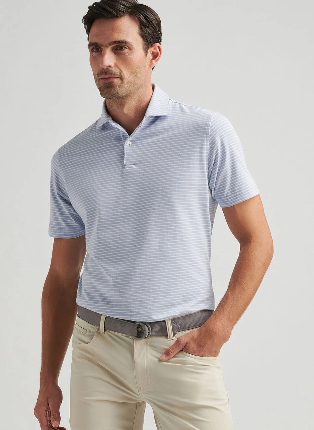 Peter Millar Albatross Cotton Blend Piqué Polo In Angelite