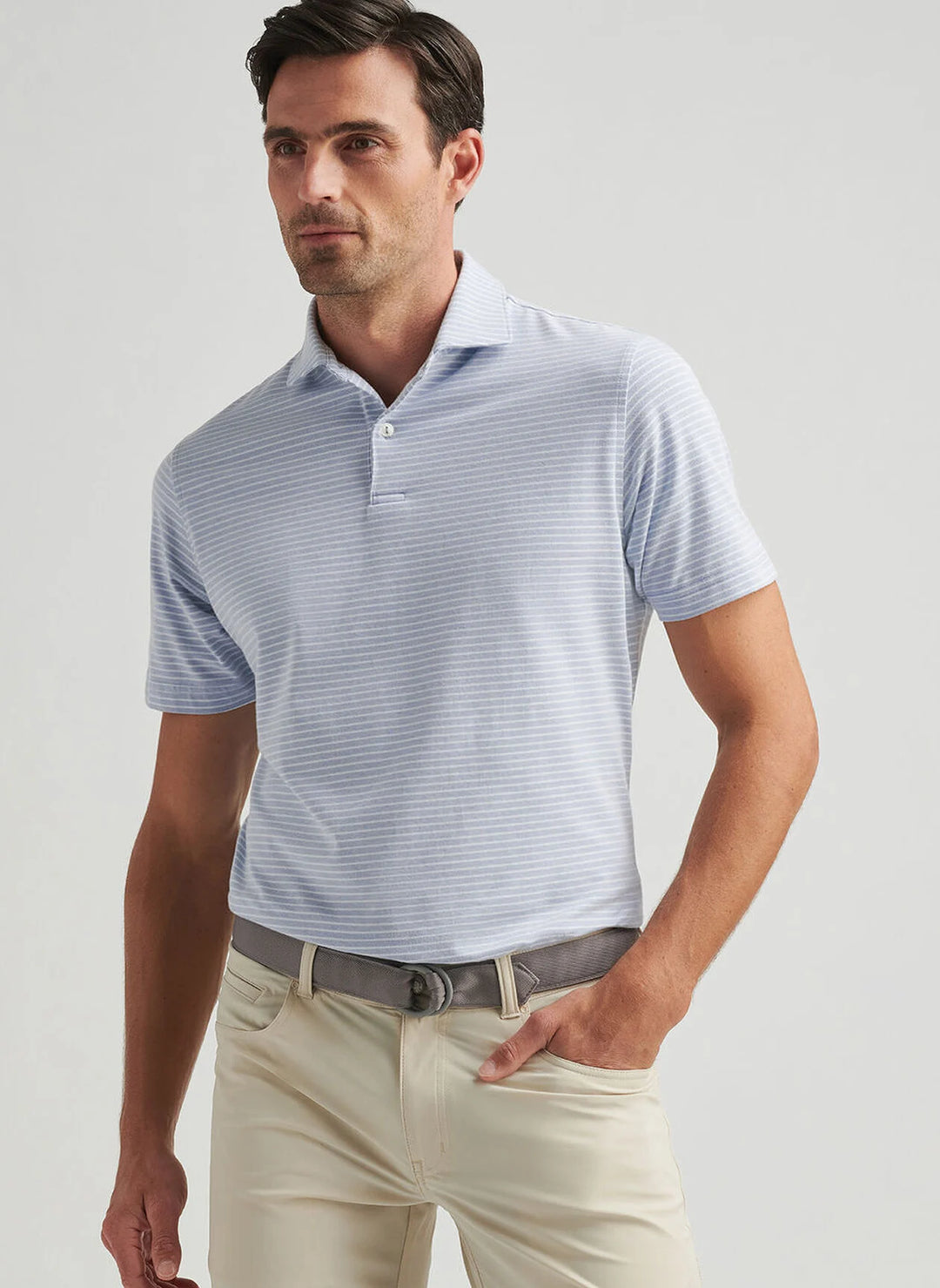 Peter Millar Albatross Cotton Blend Piqué Polo In Angelite