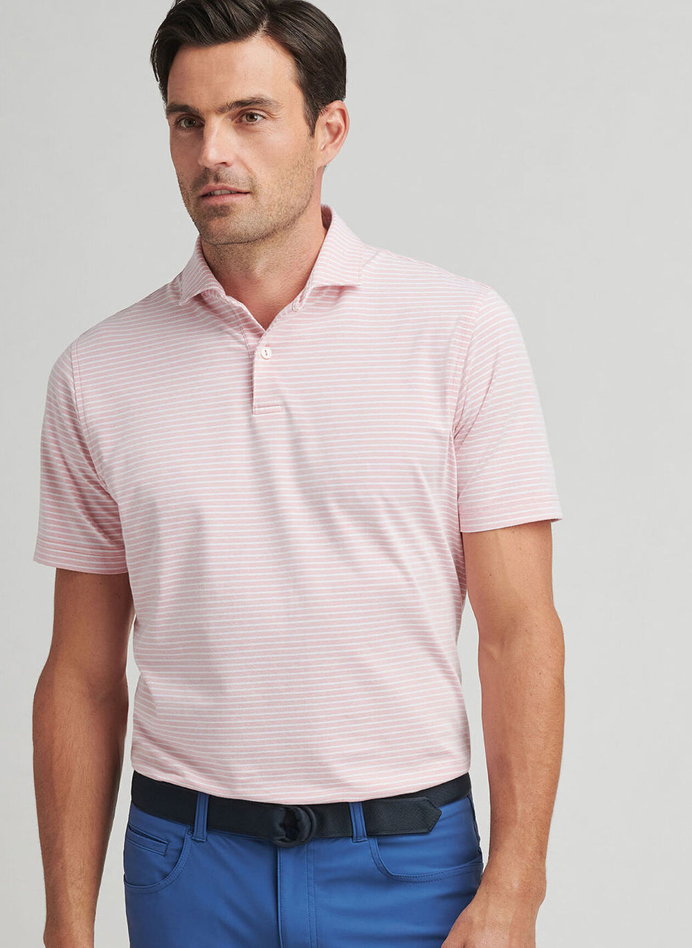 Peter Millar Albatross Cotton Blend Piqué Polo In Pink Crepe