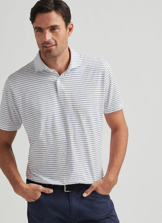Peter Millar Journeyman Stripe Short-Sleeve Polo In White