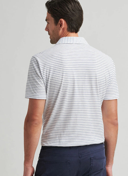 Peter Millar Journeyman Stripe Short-Sleeve Polo In White