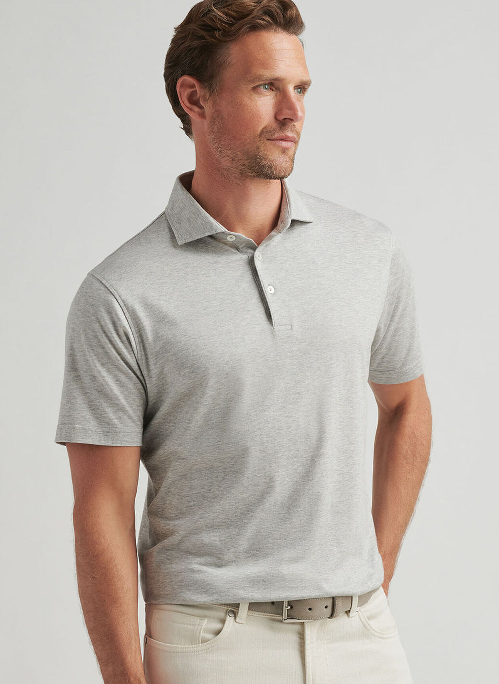Peter Millar Excursionist Flex Polo In Gale Grey
