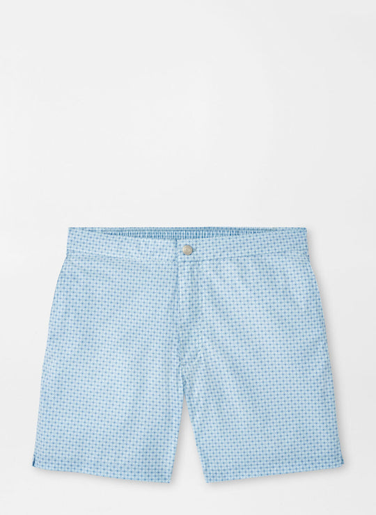 Peter Millar Sicilian Geo Swim Trunk In Blue Spruce