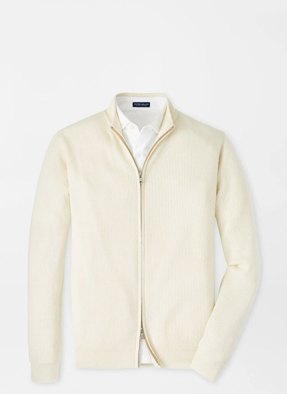 Peter Millar Reid Full-Zip Sweater In Almond