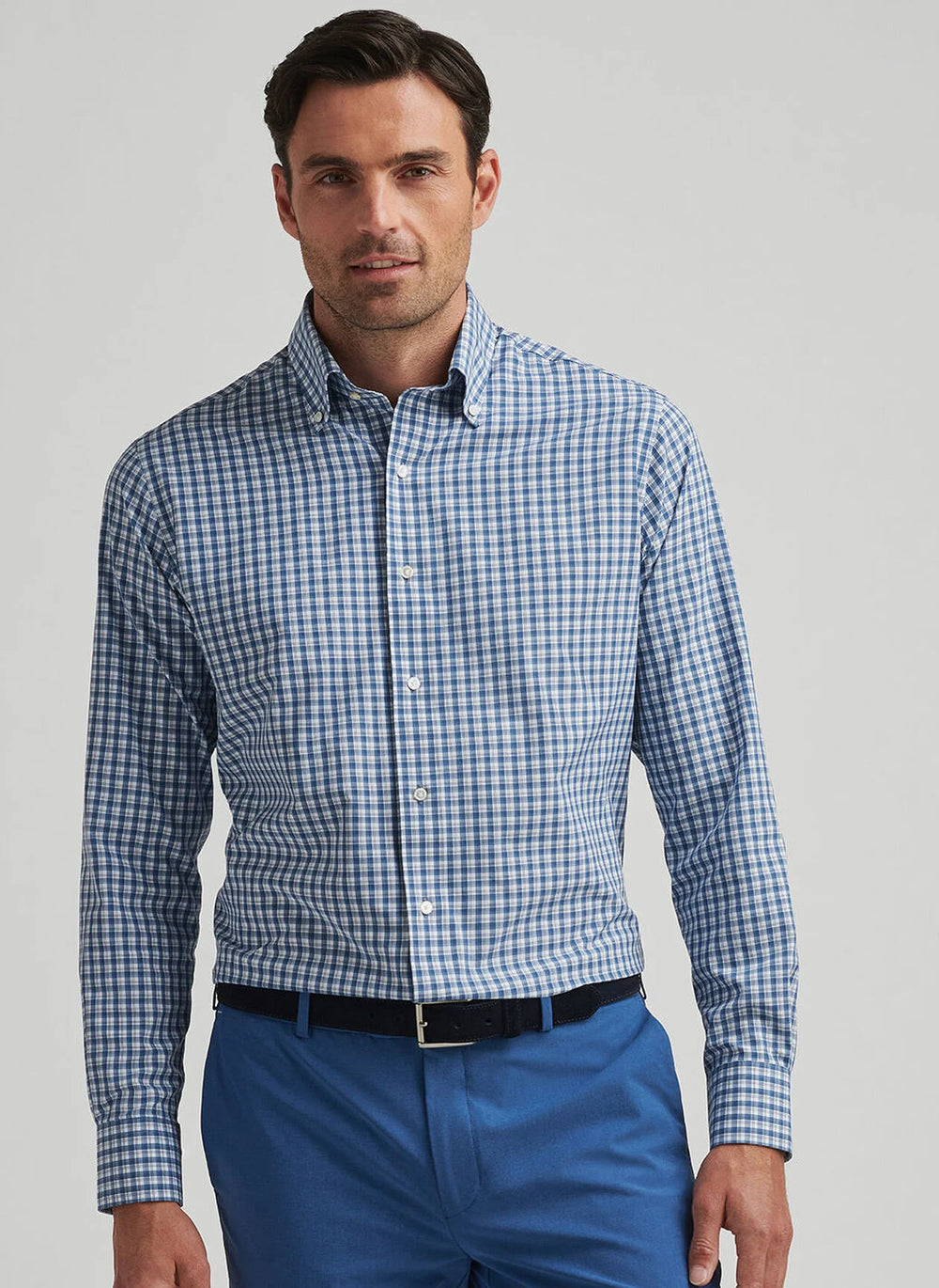 Peter Millar Davis Performance Poplin Sport Shirt In Ocean Blue
