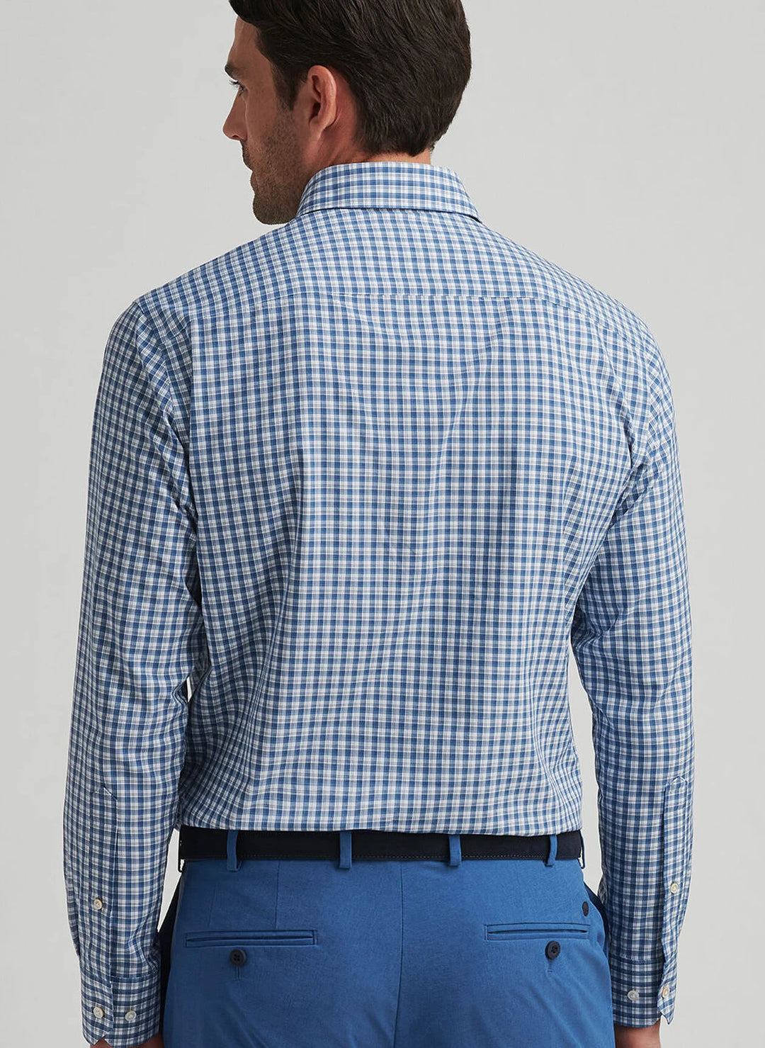 Peter Millar Davis Performance Poplin Sport Shirt In Ocean Blue