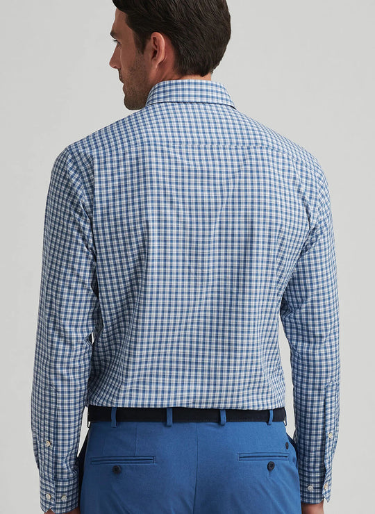 Peter Millar Davis Performance Poplin Sport Shirt In Ocean Blue