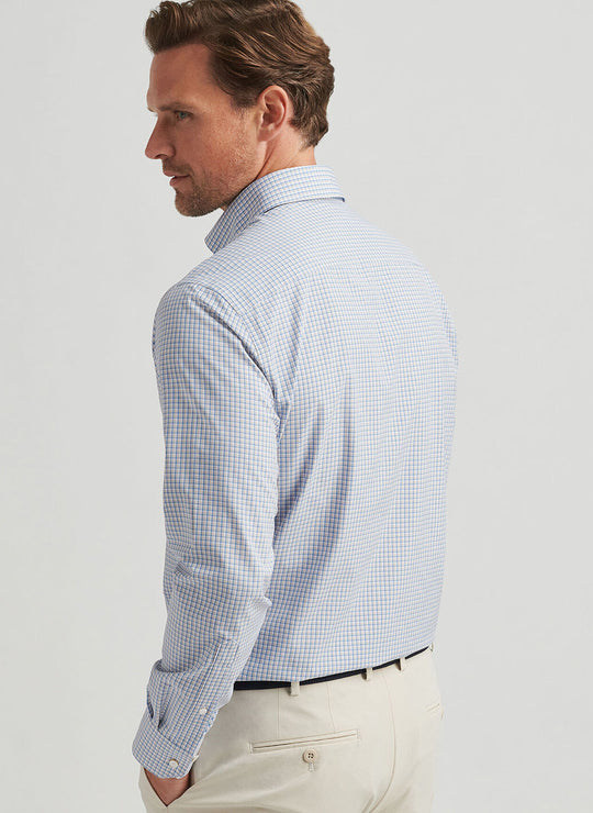 Peter Millar Rollins Performance Poplin Sport Shirt in Fountain Blue