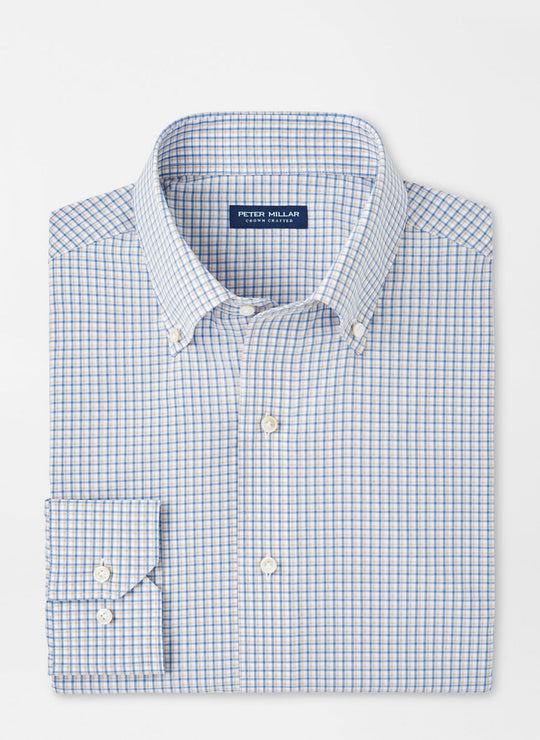 Peter Millar Rollins Performance Poplin Sport Shirt in Fountain Blue
