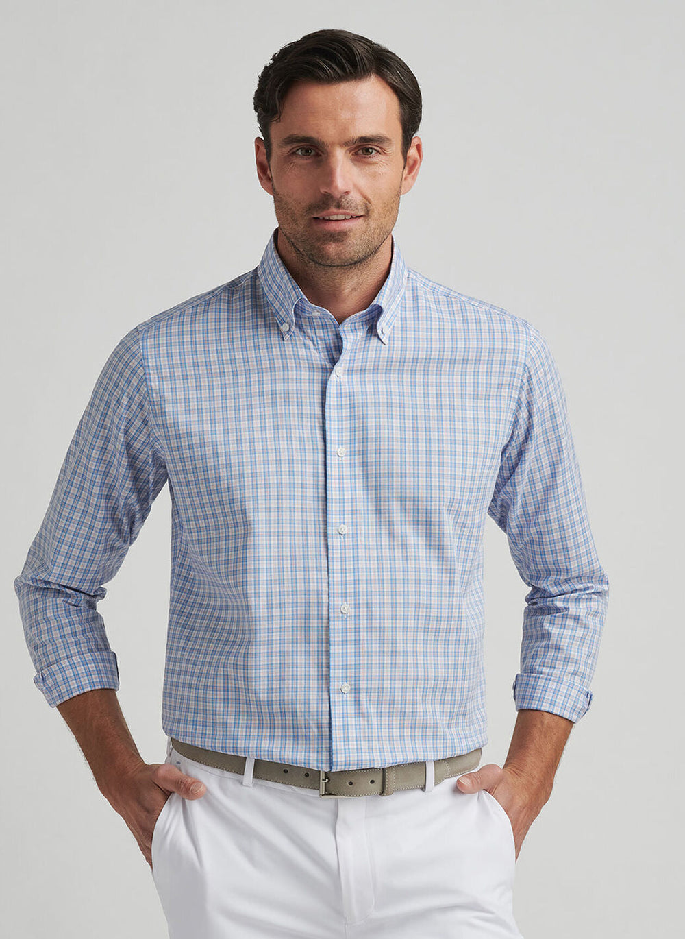 Peter Millar Portofino Cotton Sport Shirt in Fountain Blue