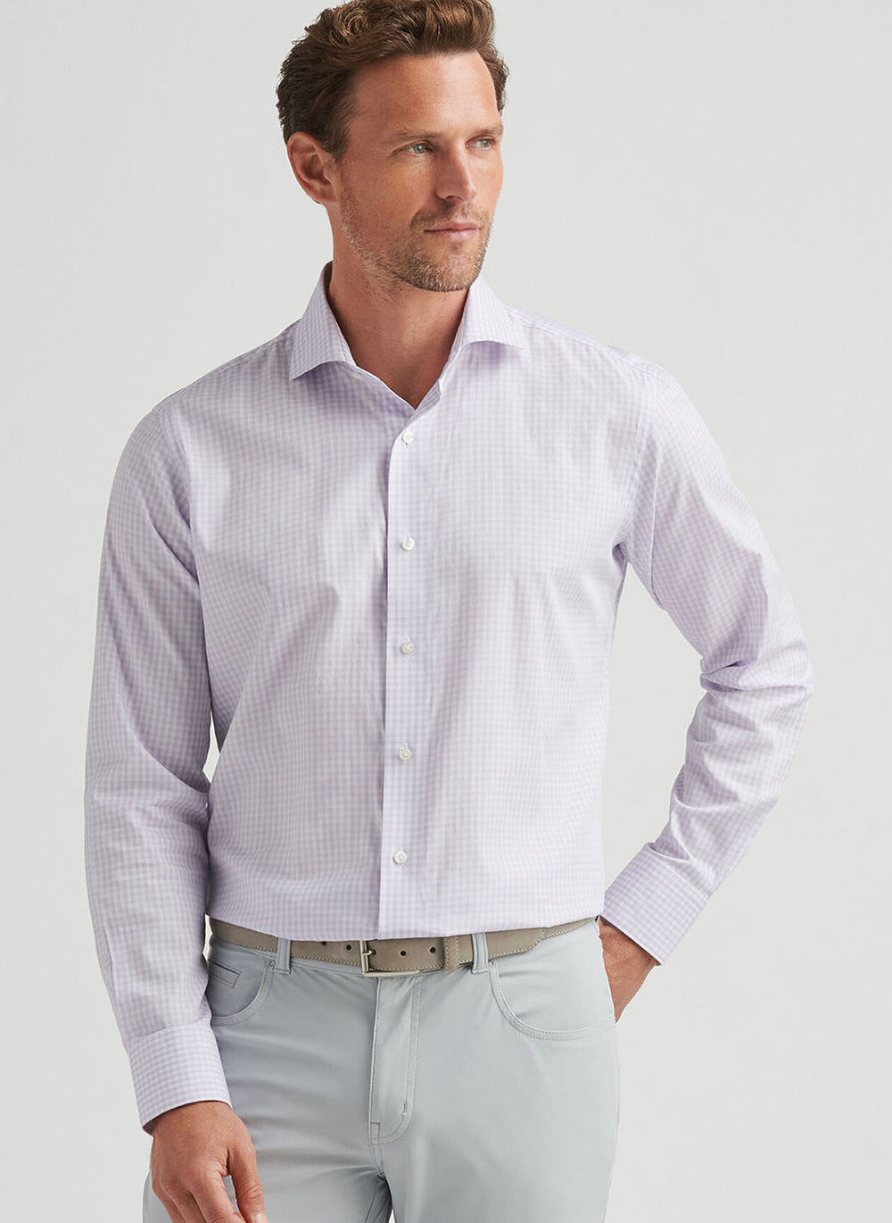 Peter Millar Capri Cotton Sport Shirt in Lavender Moon