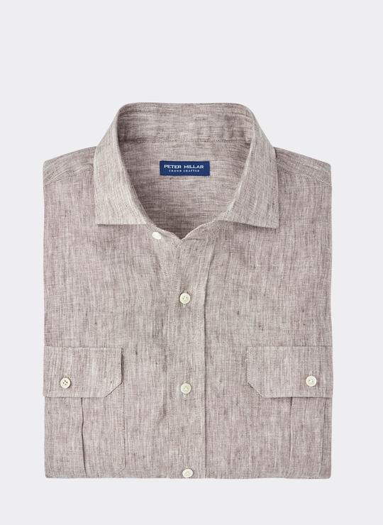 Positano Linen Sport Shirt in Cheshire Brown