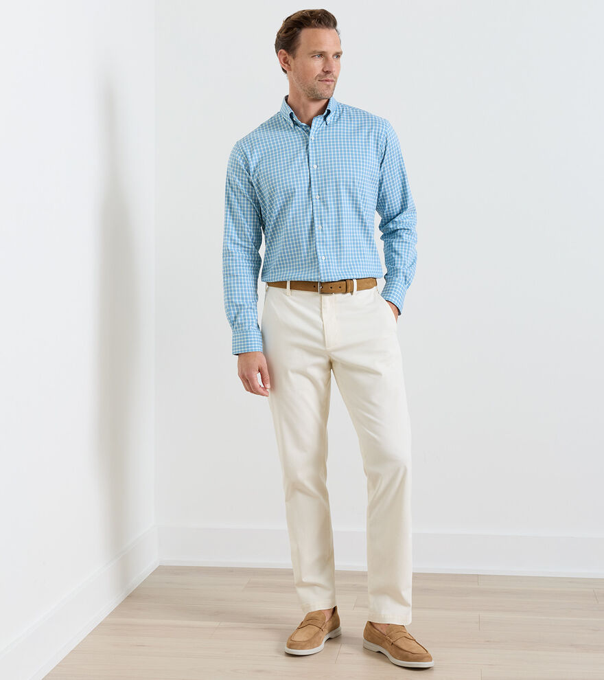 Signature Sateen Flat Front Trouser In Ivory