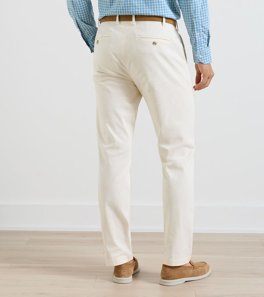 Signature Sateen Flat Front Trouser In Ivory