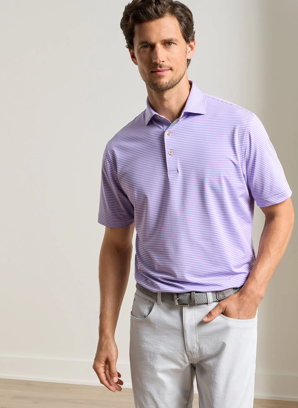 Hales Performance Jersey Polo In Purple Iris