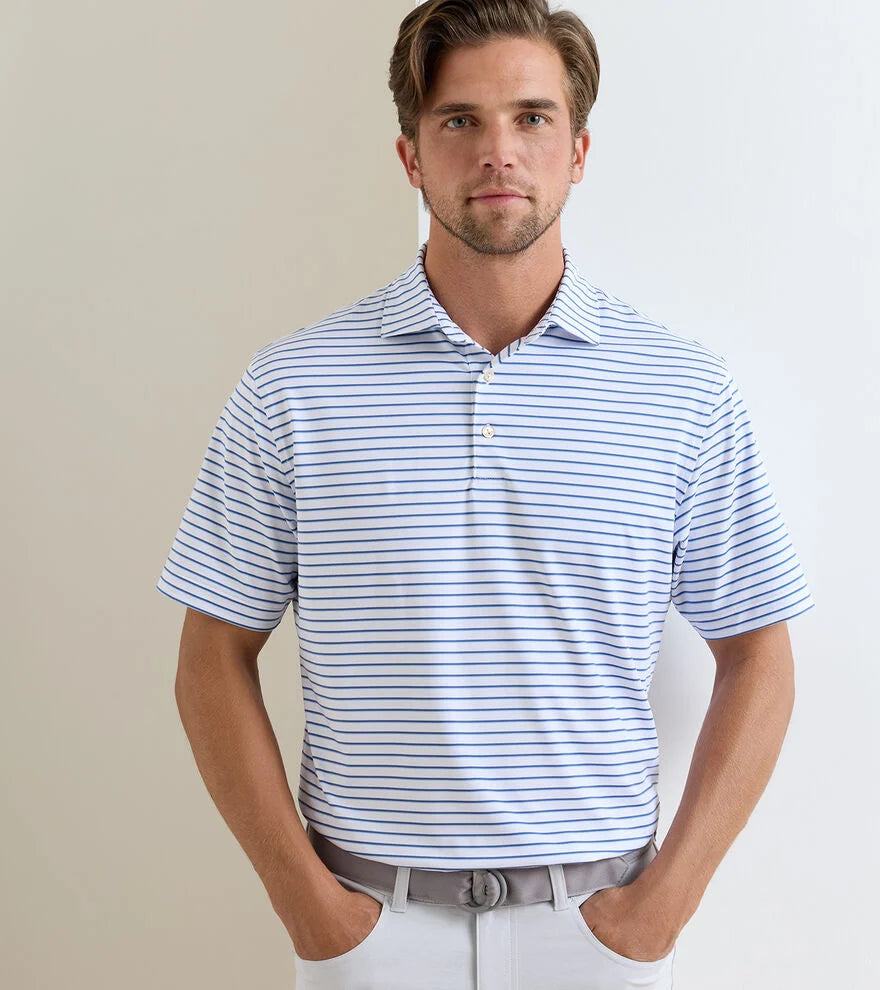 Dunnes Performance Jersey Polo In White / Windsor Blue