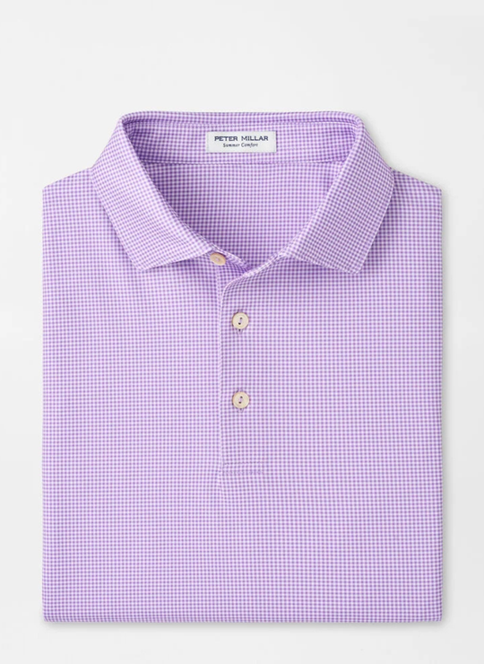 Gingham Performance Jersey Polo In Purple Iris