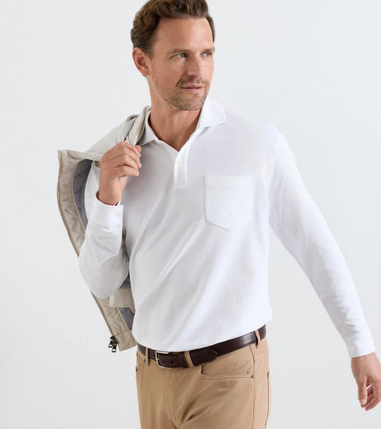 Everyday Piqué Long Sleeve Polo In White