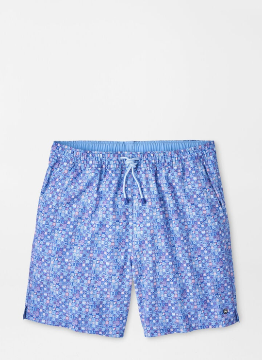 Santorini Tiles Swim Trunk In Cottage Blue
