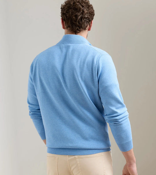 Peter Millar Coolspun Lite Cotton Quarter-Zip Sweater in Bluebird