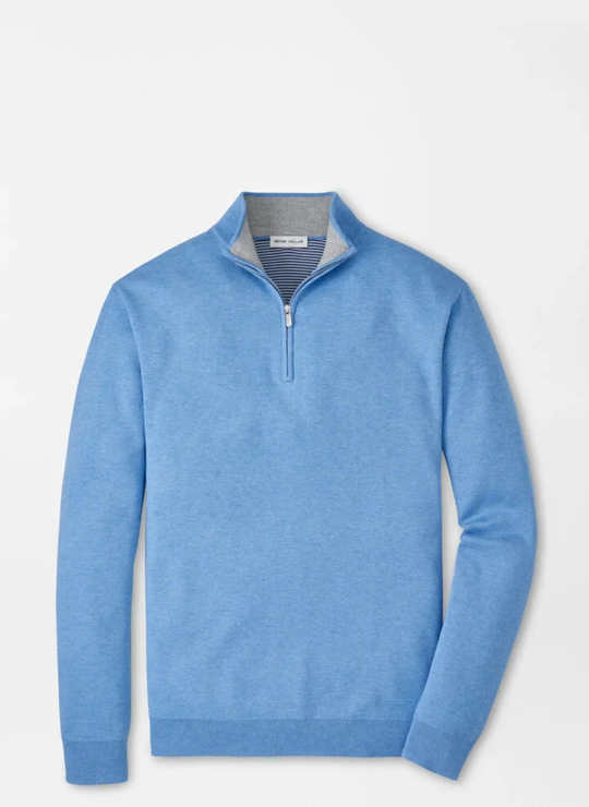 Peter Millar Coolspun Lite Cotton Quarter-Zip Sweater in Bluebird