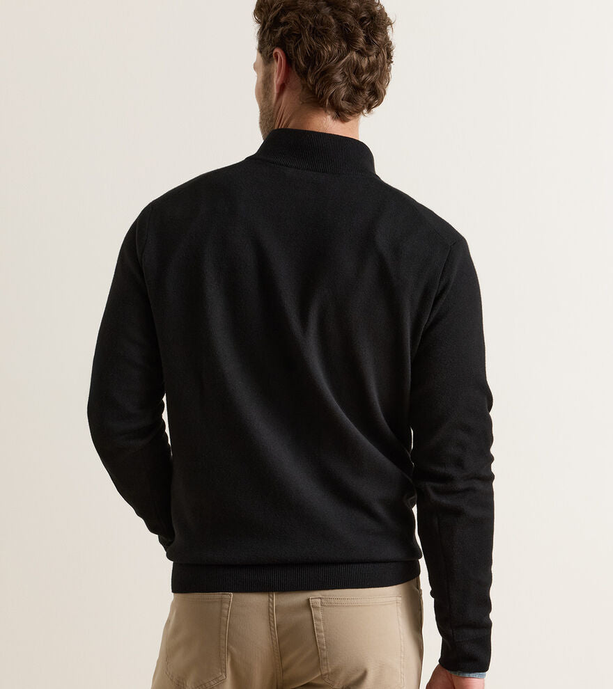 Peter Millar Coolspun Lite Cotton Quarter-Zip Sweater in Black