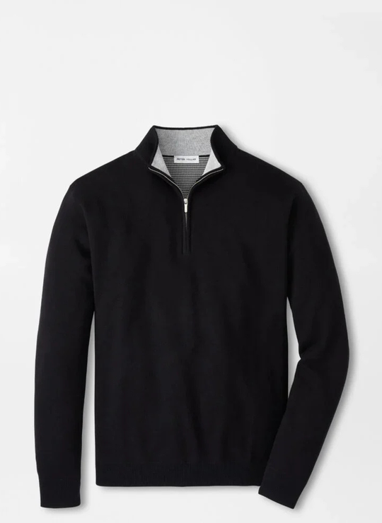 Peter Millar Coolspun Lite Cotton Quarter-Zip Sweater in Black