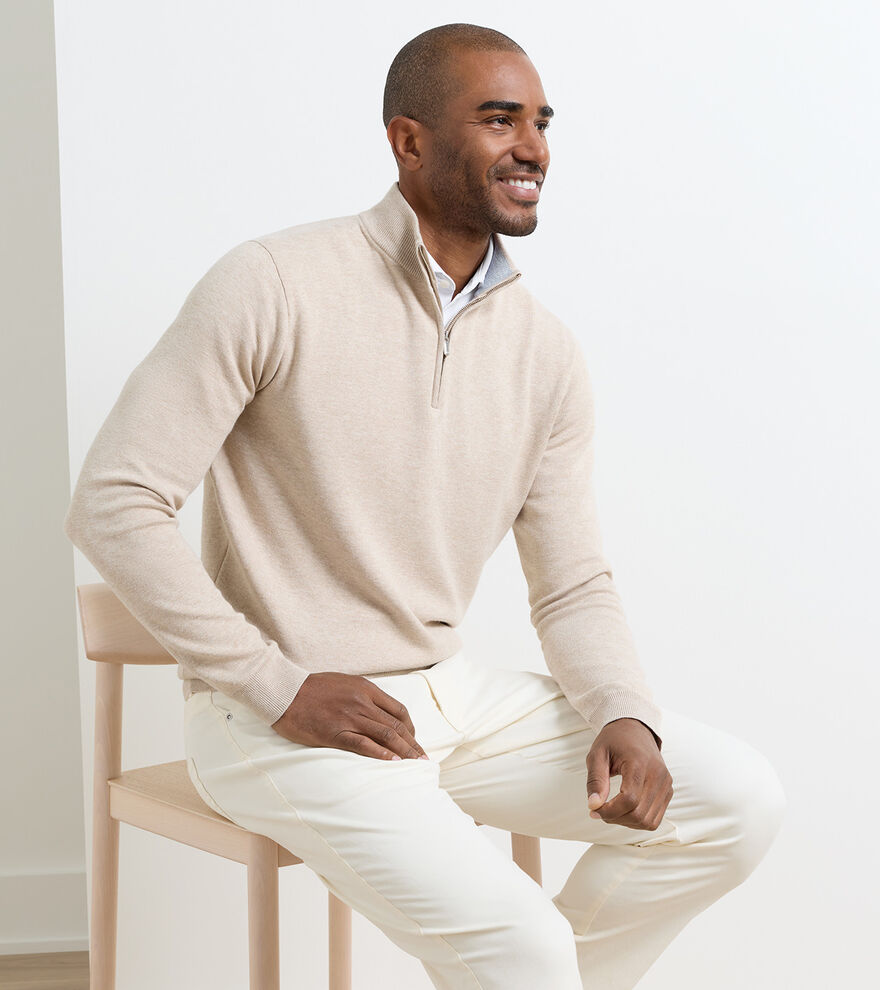 Peter Millar Coolspun Lite Cotton Quarter-Zip Sweater In Truffle