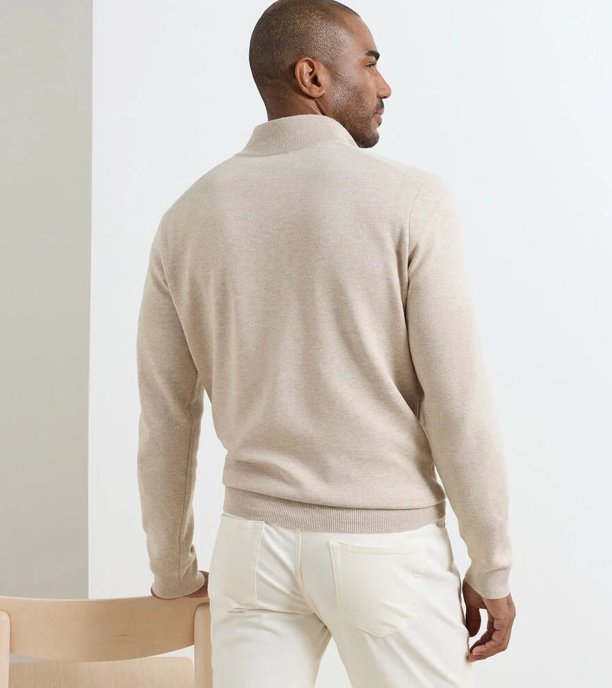 Peter Millar Coolspun Lite Cotton Quarter-Zip Sweater In Truffle