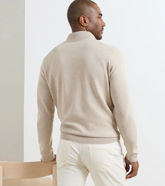Peter Millar Coolspun Lite Cotton Quarter-Zip Sweater In Truffle