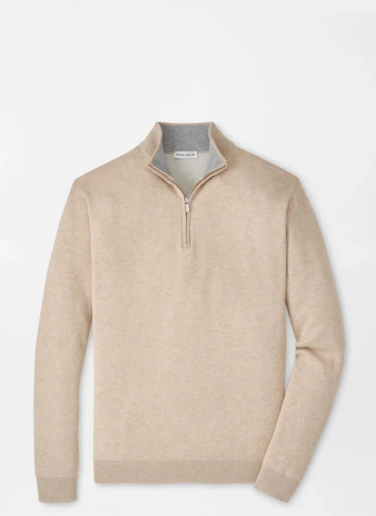 Peter Millar Coolspun Lite Cotton Quarter-Zip Sweater In Truffle