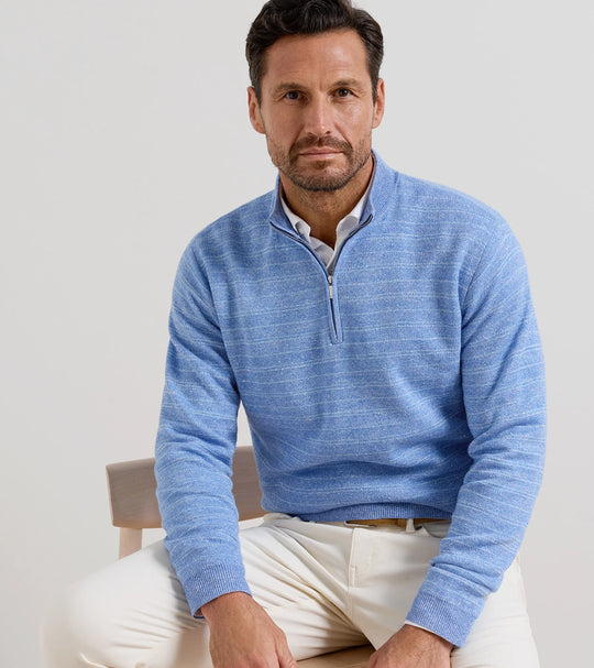 Saratoga Striped Quarter-Zip Sweater in Bluebird