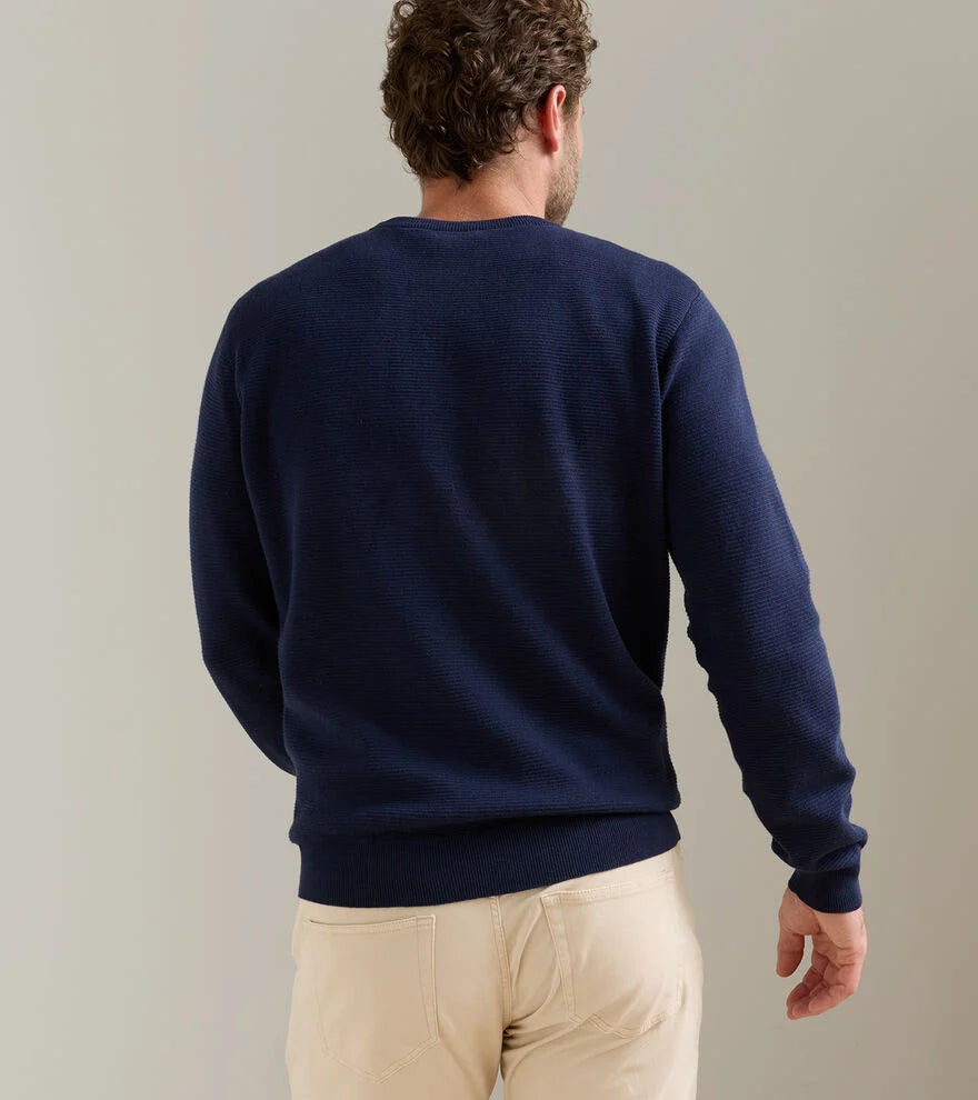 Coolspun Lite Textured Crewneck Sweater In Navy